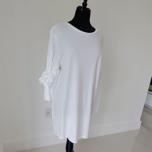 Topshop white t shirt dress 12 woman bow sleeve